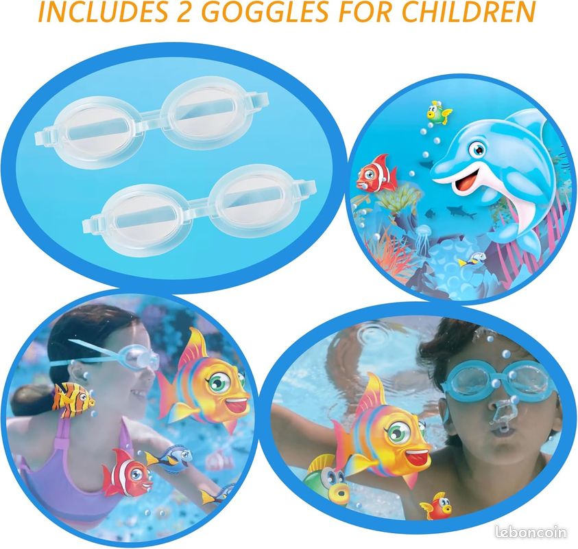 Summer Waves - Piscine Gonflable Ronde 3D 2,44 M X 76 Cm, Piscine Familiale De Jardin Avec 2 Lunettes De Bain Incluses