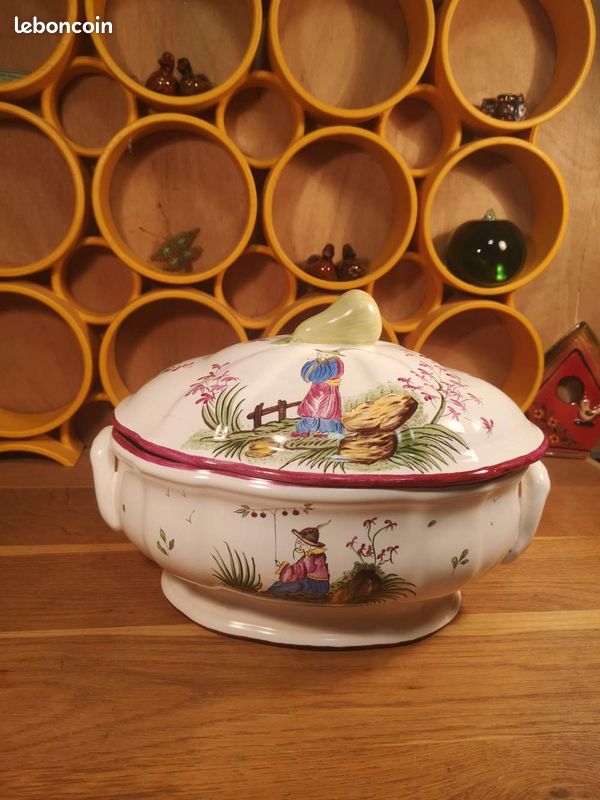 Soupière en Faïence Décor Chinoiseries Peint Main (image 2)
