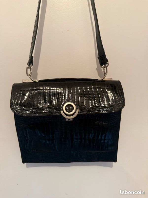 Sac main ou bandoulière noir vernis vintage (image 8)