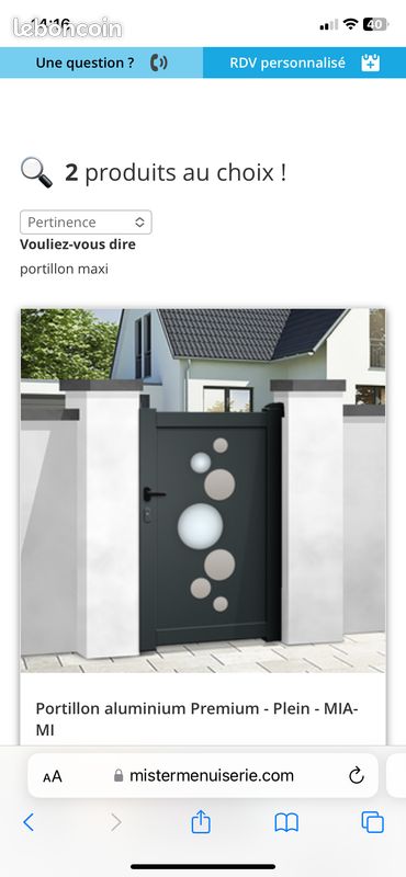 Portail coulissant avec portillon en aluminium (image 2)