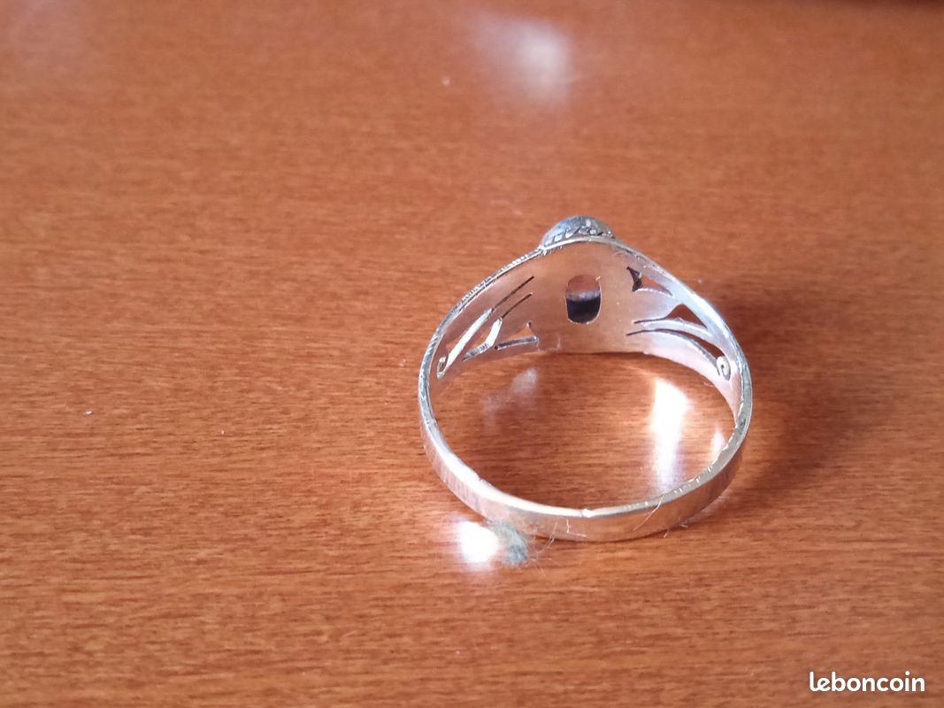 Bague En Argent Massif Sertie De Brillants - Taille 54,5, Occasion Très Jolie