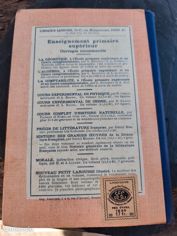Livre scolaire L'ARITHMÉTIQUE Ecole primaire et cours complémentaire 1926 (image 3)