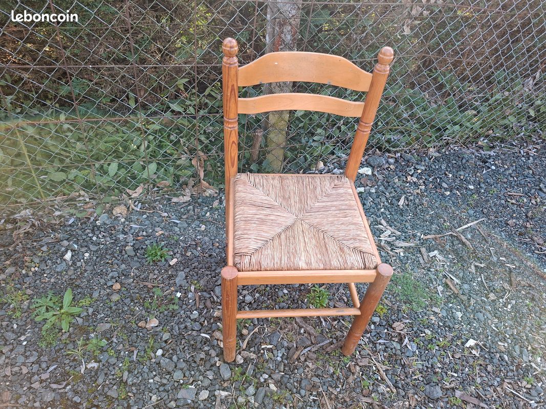 Chaise en bois avec assise paille couleur bois naturel verni pieds tournés dimensions : hauteur totale 87cm assise 47x47cm hauteur assise 48cm pour tous types de pièces (image 3)