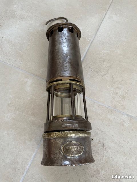 Lampe De Mineur Type Arras - Acier - 30,5 Cm - France - Vendue En L'état