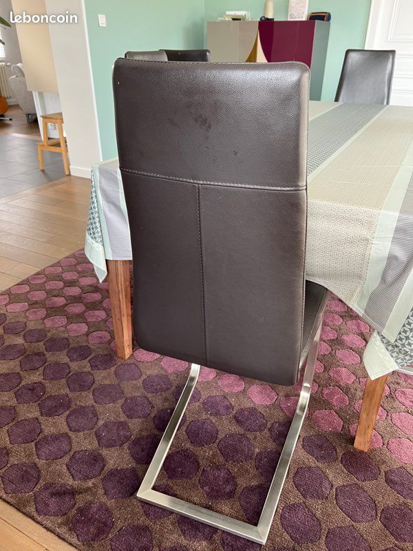 6 chaises simili cuir marron bon état (image 2)