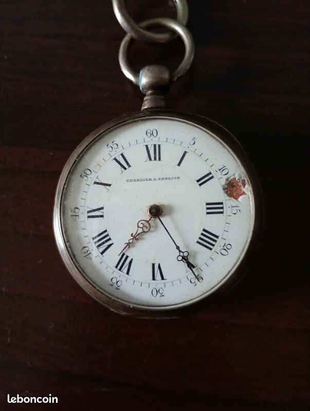 Montre à Sac Broche Ancienne En Argent - Montre De Poche Avec Clé - Occasion Vintage