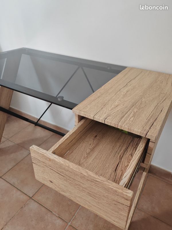 Bureau verre + tirroir (image 3)