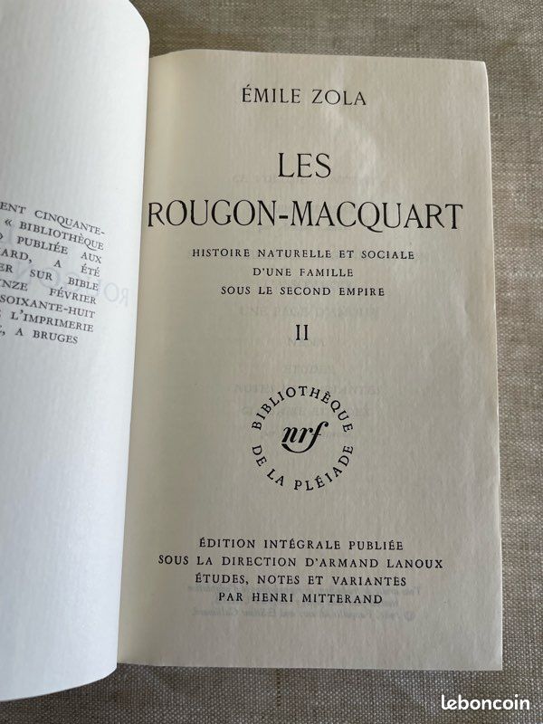 La Pléiade Zola Les Rougon Macquart Volume 2 (image 7)
