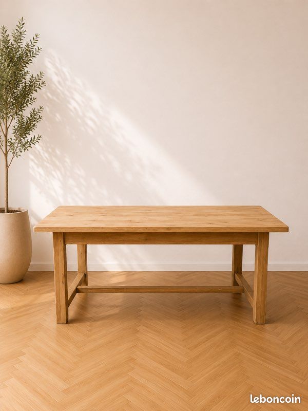 Table de ferme en chêne massif – 180 cm (image 1)