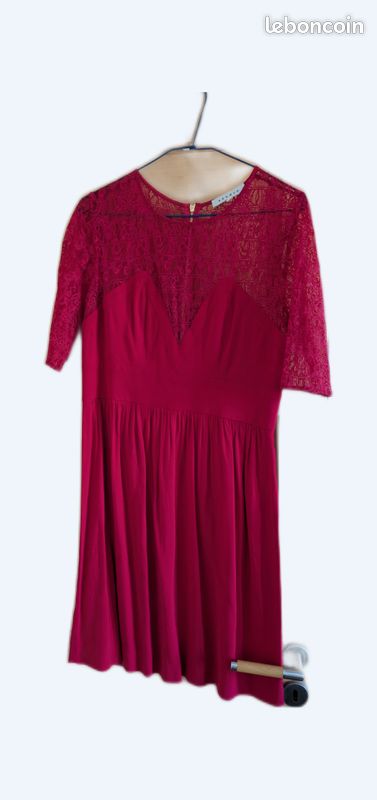 Robe Sandro En Soie 100% - Modèle Colombien Vieux Rose, Taille 1, Occasion Très Bon État
