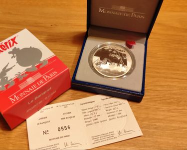 Pièce 1.5 Euro Argent BE France 2007 – Astérix Le Banquet – Rare 2994 Ex. – Coffret PP