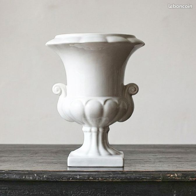 Vase Médicis Céramique Blanche - Style Shabby - Déco Jardin Extérieur