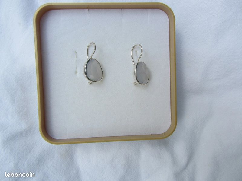 Boucles d'oreilles en argent et calcédoine véritables neuf (image 9)