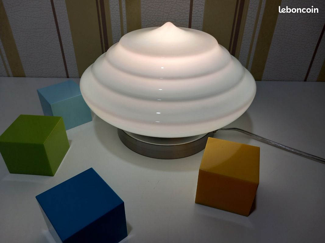 LAMPE A POSER "OPALINE BLEUE" ViNTAGE (image 3)