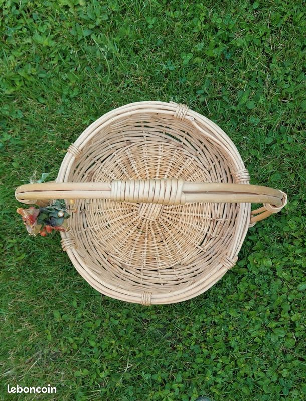Panier En Osier Avec Anse - 20x17x11 Cm - Tissé Main - Pour Pâques, Fruits, Fleurs, Décoration Maison