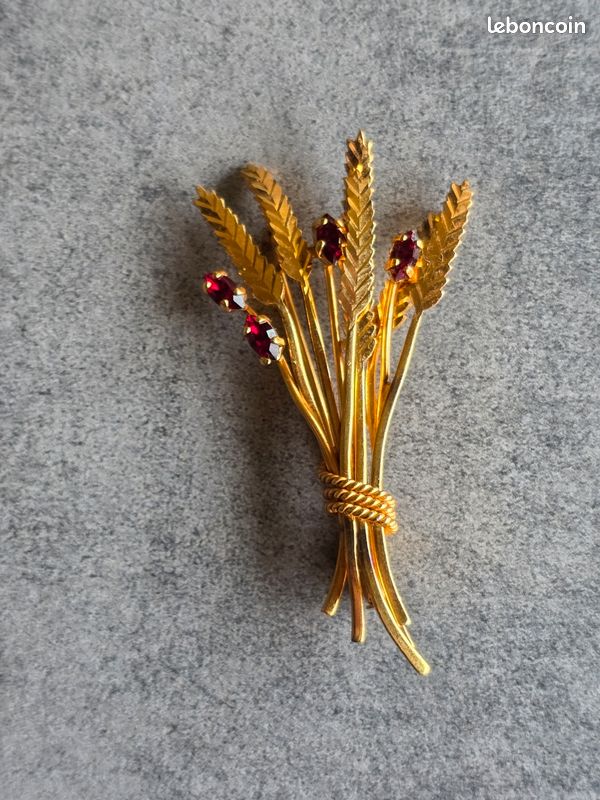 ZV – Broche Vintage Nœud Pierre Rouge Pendentifs Années 70 Bohème - Montres & Bijoux