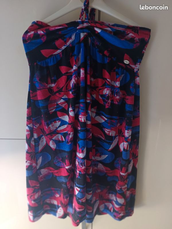 Robe d'été bustier avec une attache au cou taille 42 Longboard en polyester imprimé rouge et bleu (image 2)
