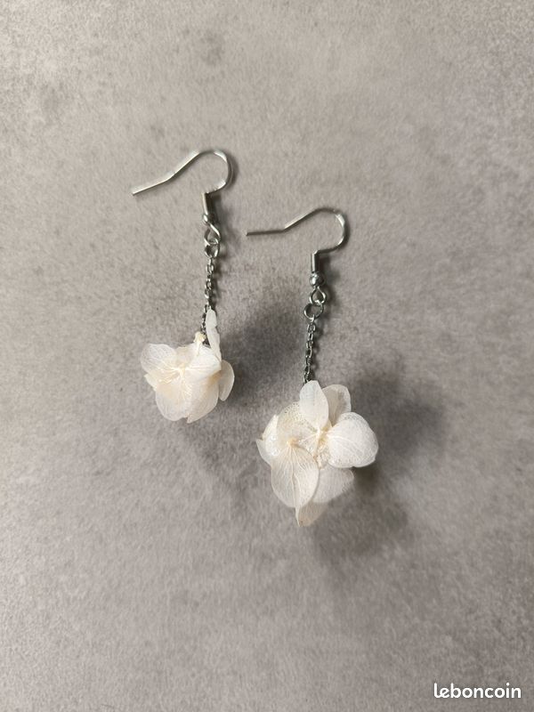 Boucles D'oreilles Pendantes Ethniques Boho - Fil D'argent Blanc Et Coquille D'os, Style Sud-américain