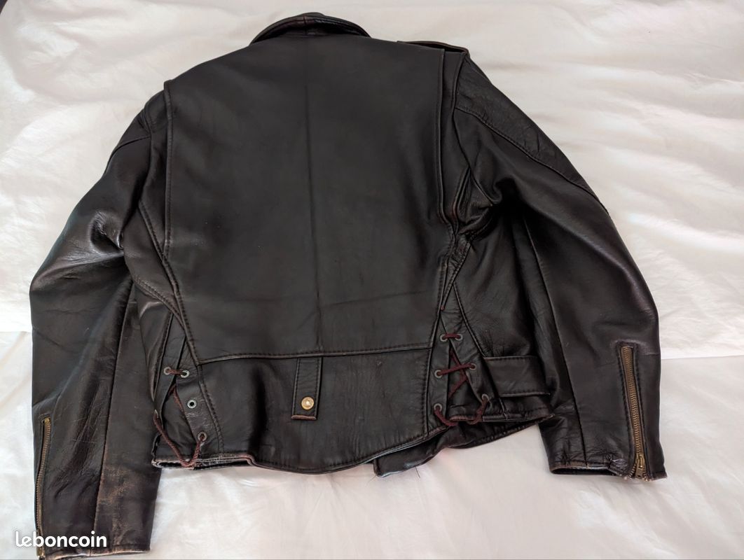 Perfecto Vintage Années 80 Cuir Véritable Marron - Fabriqué à Paris.Taille M (image 5)
