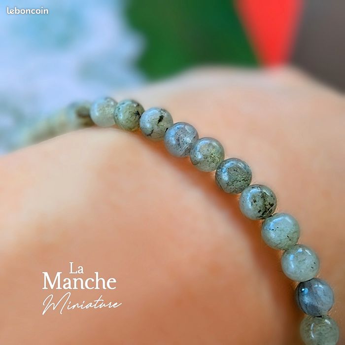 Bracelet en pierre naturelle | Labradorite | Perles de 4 mm | Taille réglable et ajustable (image 4)