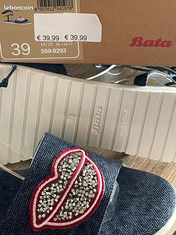 Sandales Bata denim - P39 - neuves (image 4)