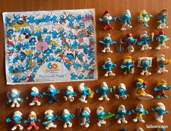Collection Complète 60 Figurines Schtroumpfs Mcdo Avec Boîte Collector - Très Bon état