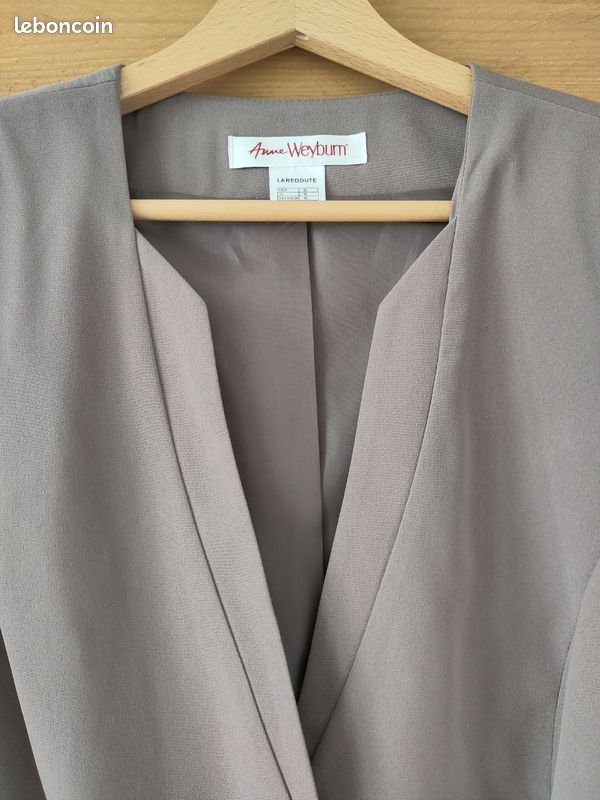 Veste blazer taupe Anne Weyburn neuve – taille 42 – chic et