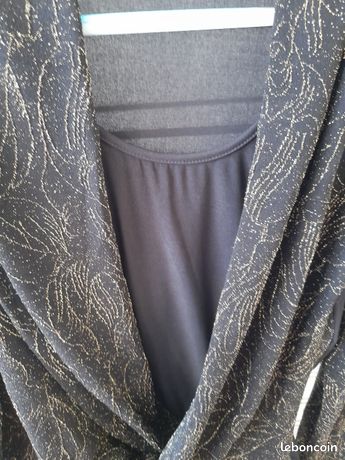 Tunique Stella Carakasi En Coton Maille Noir & Gris - Froncée, Taille XL - Neuve Avec Étiquette