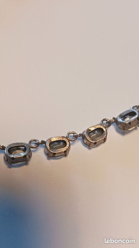 Collier Ras Du Cou Vintage Années 60 - Rivière De Strass Sur Métal Rhodié - Longueur 42cm