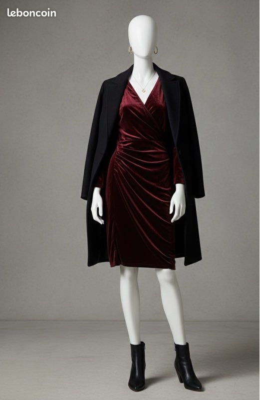 Robe LMV 'La Mode Est à Vous' Modèle 'Spendeur' - Taille 38/40 - Noir à Motif Floral - Bretelles - Neuf Sans Étiquette