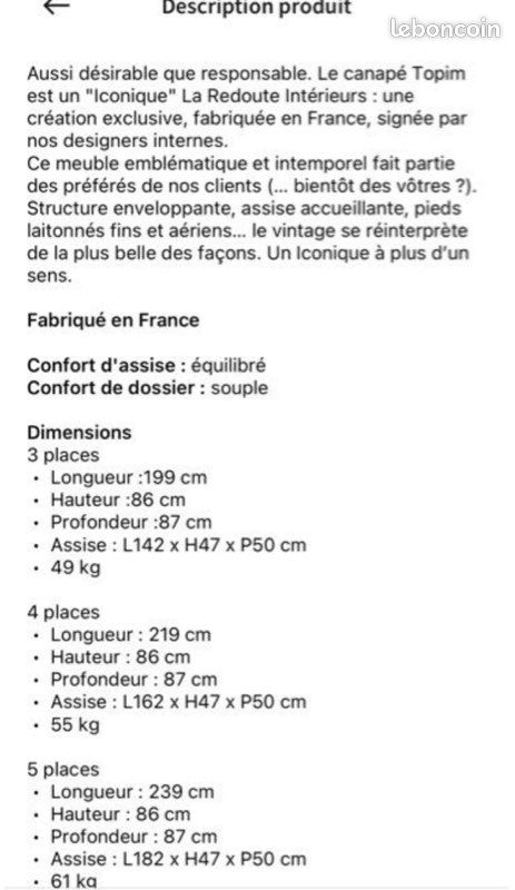Canapé velours 5 places vert La Redoute Intérieur modèle Topim (image 7)