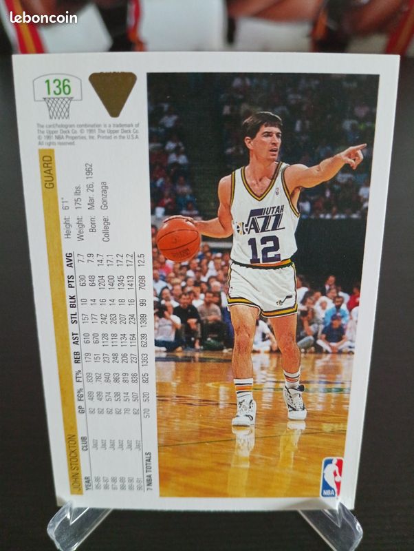 John Stockton – Utah Jazz 1991-92 Upper Deck #136 (image 3)