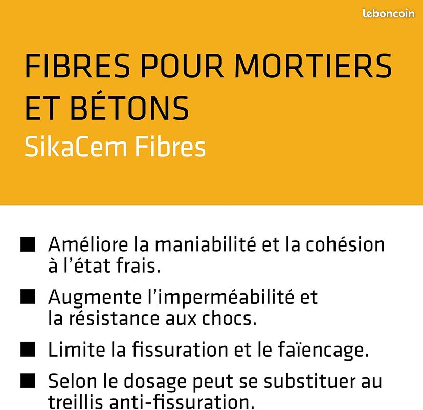SikaCem Fibres 12, Fibres synthétiques 12mm pour micro-bétons et bétons, 600g (image 2)
