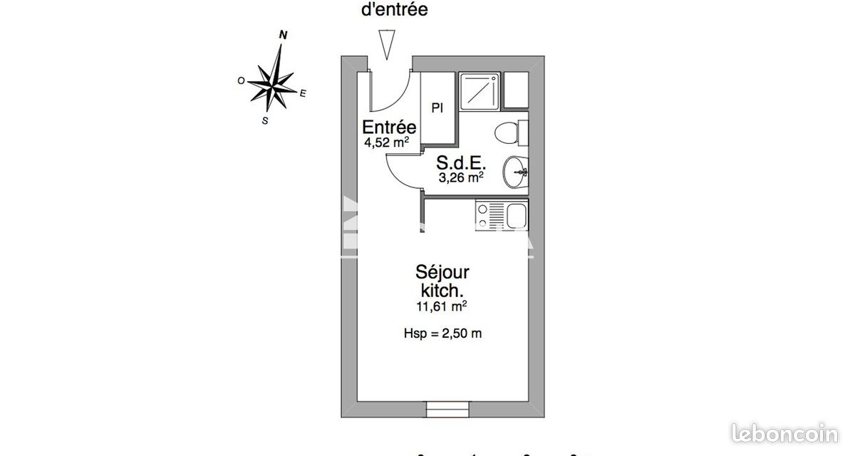 Appartement 1 pièce 19 m² · à Clermont-Ferrand · 19 m² · 340 €/mois