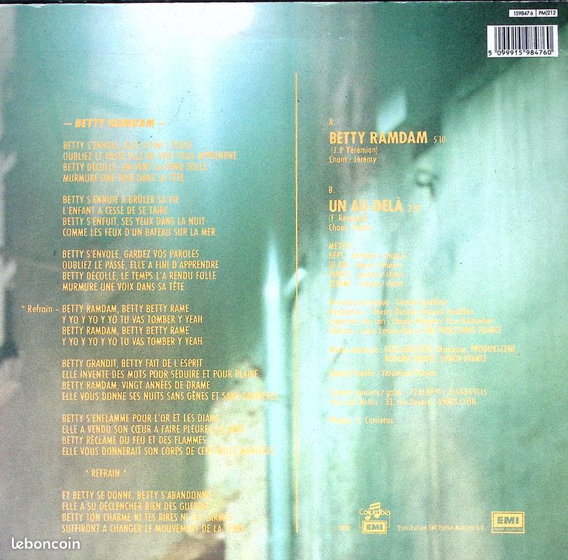 Metiss - betty ramdam -synth pop - 1988 - Maxi 45 (image 2)