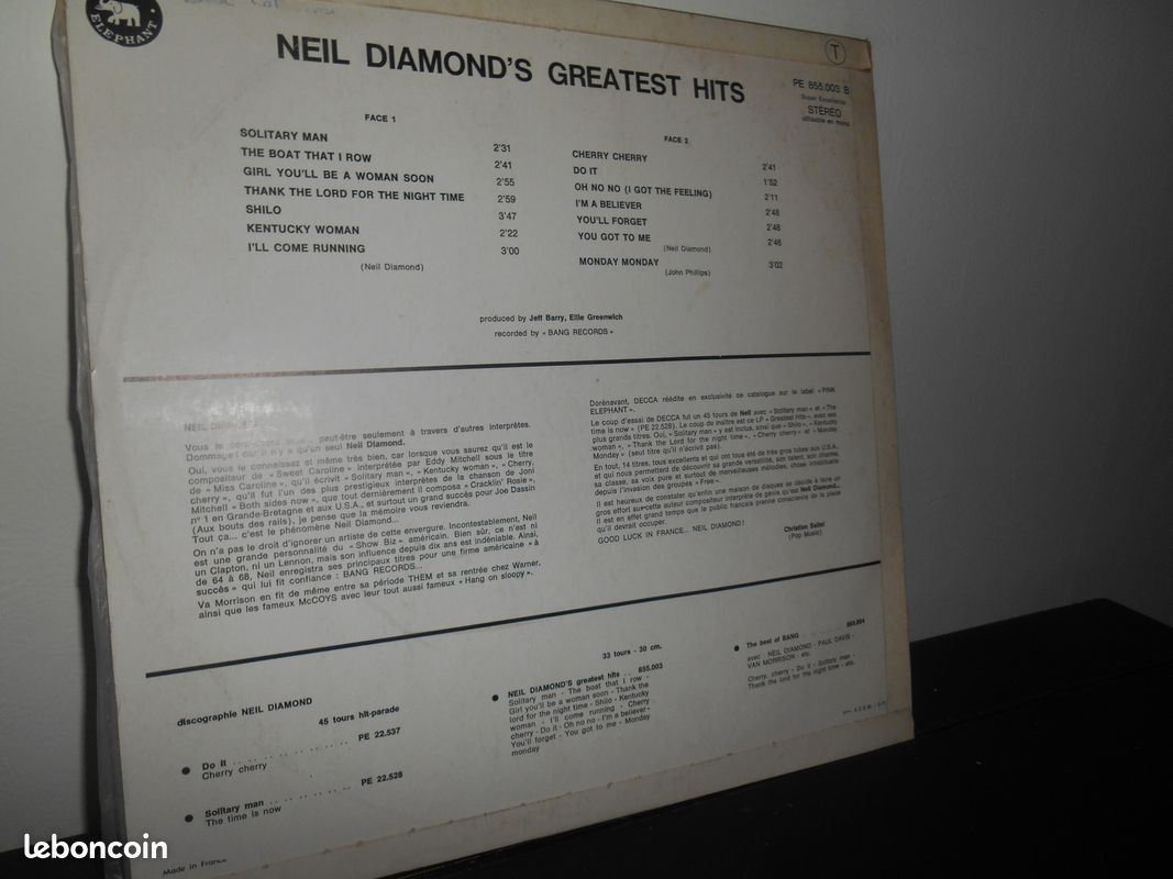 Vinyl 33T NEIL DIAMOND (image 2)