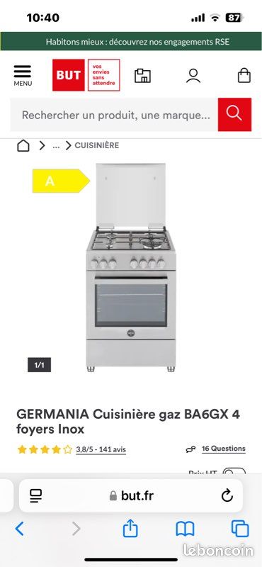 Vend cuisinière à gaz « Germania » (image 1)