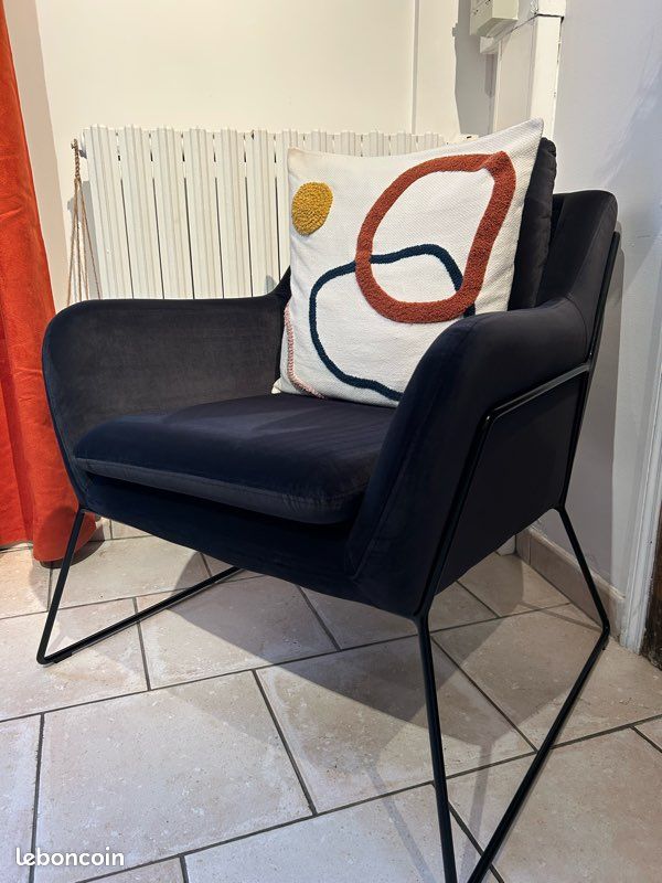 Jasper fauteuil en Velour - Noir (image 1)