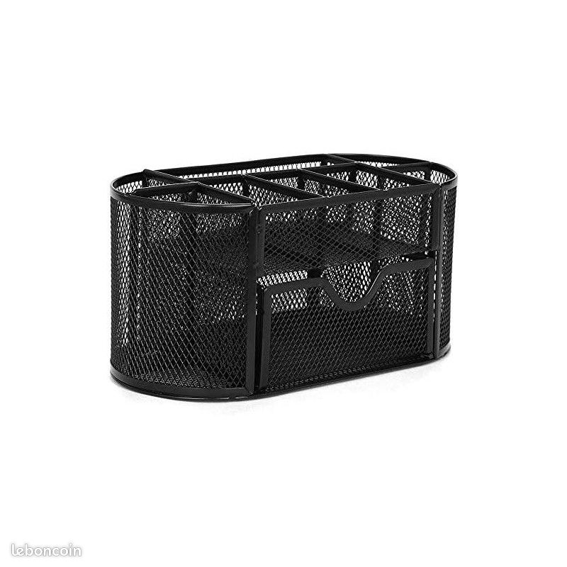 Organiseur de bureau - 9 compartiments - Métal - Noir - Pour le bureau (image 2)