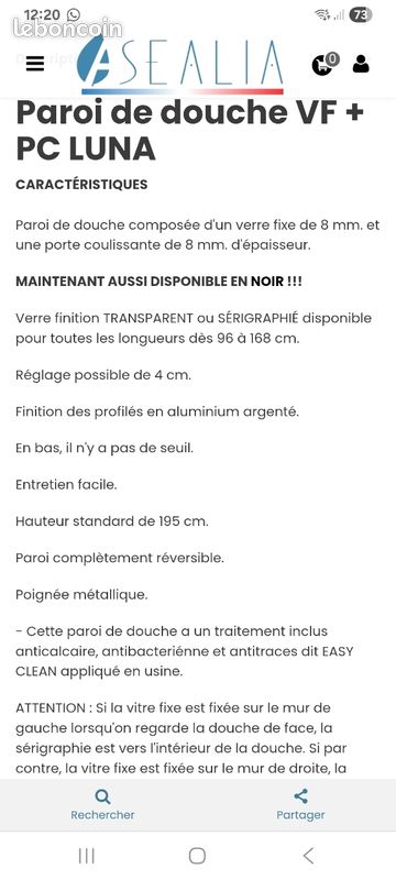 Vente de paroi de douche (image 3)