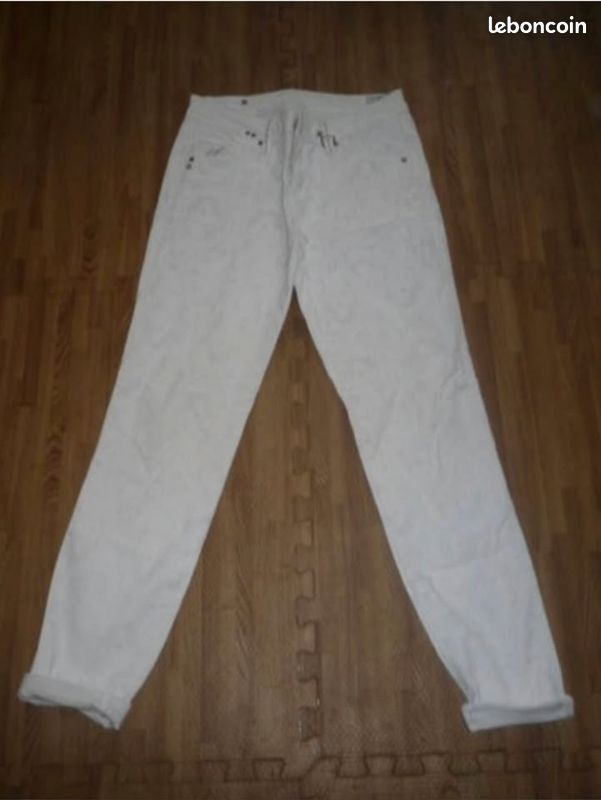 Pantalon ton sur ton blanc/crème lmv la mode est à vous femme taille 34 / 1 (image 1)