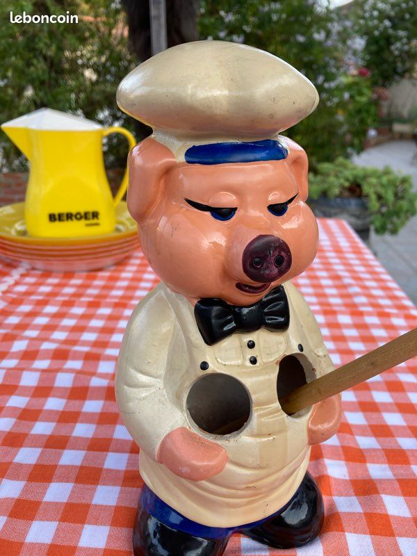 Ancien rare Jouet bois Décor Cochon France 1920-30