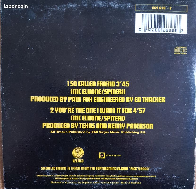 CD Australie : Texas - So Called Friend (alival) (image 2)
