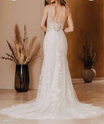 Fit and Flair Robe de mariée Taille 38 40 M L Ivory Crusz (image 3)