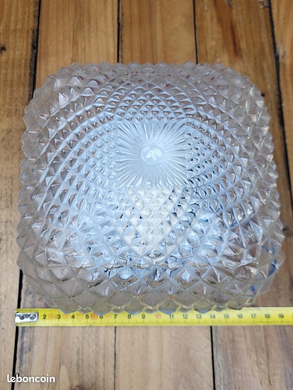 Plafonnier applique murale carré verre pointe de diamant deco retro vintage ancienne (image 2)