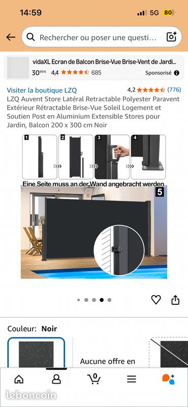 Auvent 200x300 gris neuf sous blister (image 3)