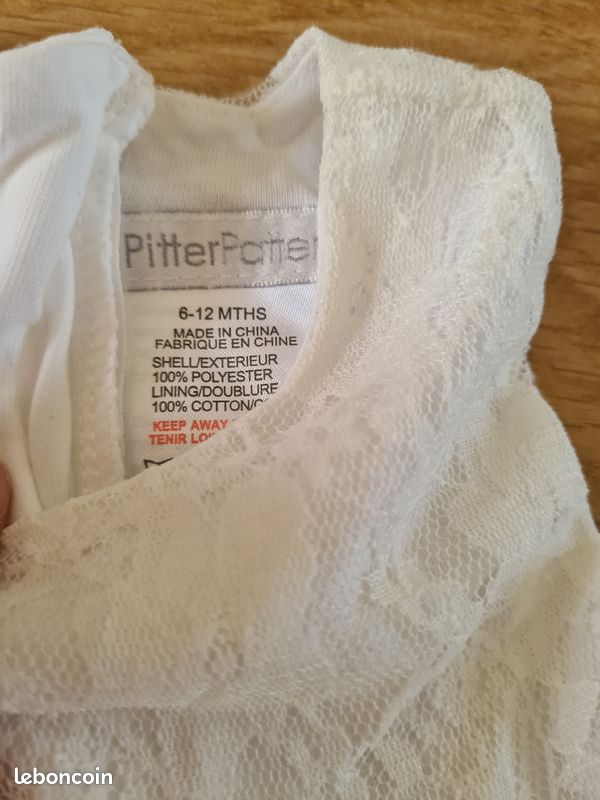 Robe de cérémonie PitterPatter blanche 6-12 mois (image 2)