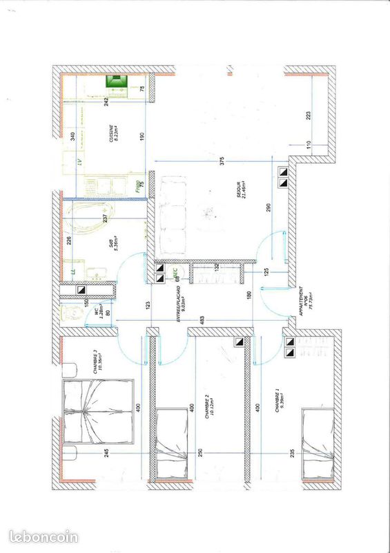 Appartement 4 pièces 76 m² · à Beauvais · 76 m² · 1 020 €/mois