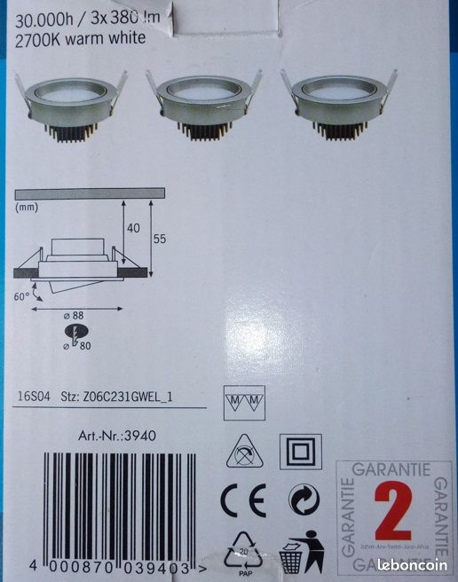 Spot encastrable Nice Price 3940 - PACK 3xLED/4,5W 230V (image 5)