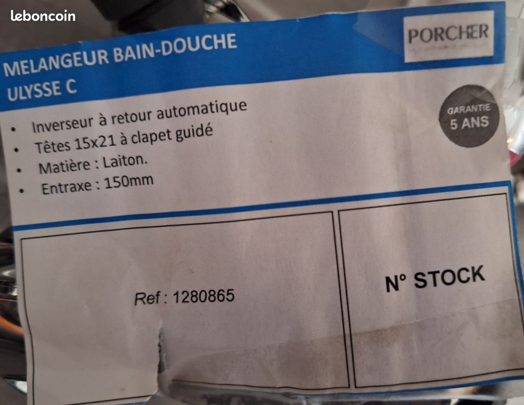 Mélangeur de bain-douche Porcher, NEUF (image 5)
